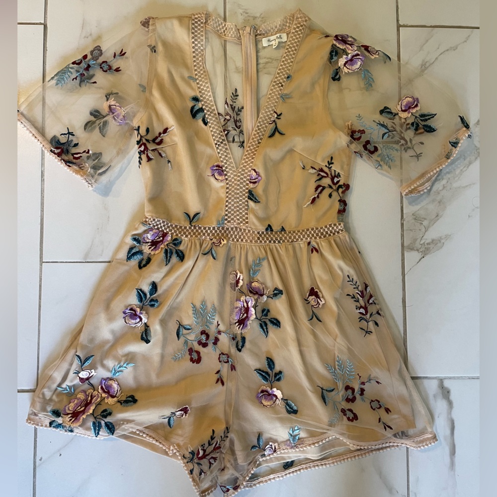 Beige Floral Romper